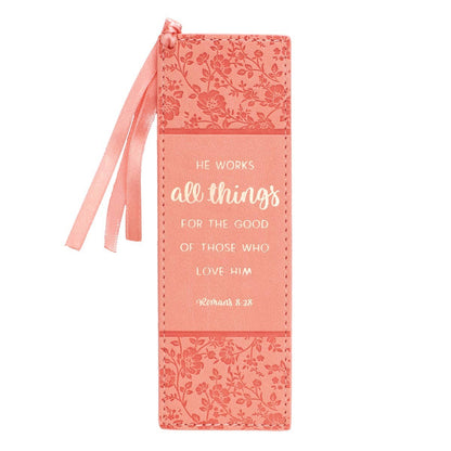 He Works All Things..Faux Leather Bookmark