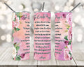 The Lords Prayer Tumbler Pink Skinny 20oz