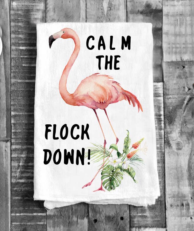 Pink Flamingo Calm The Flock Down Cotton Towel