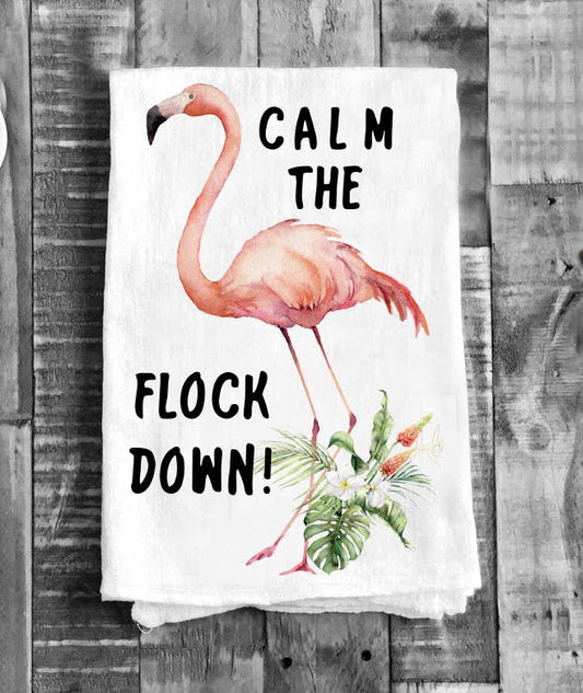 Pink Flamingo Calm The Flock Down Cotton Towel