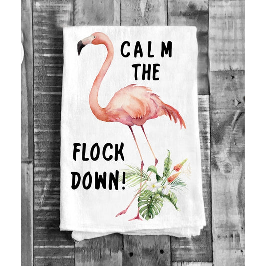 Pink Flamingo Calm The Flock Down Cotton Tea Towels Kitchen