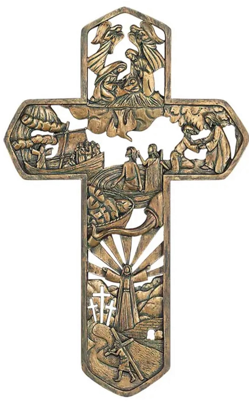 Life Of Christ Wood Look Wall Cross