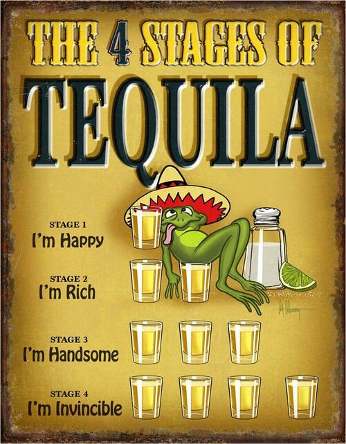 The 4 Stages of Tequila Tin Sign