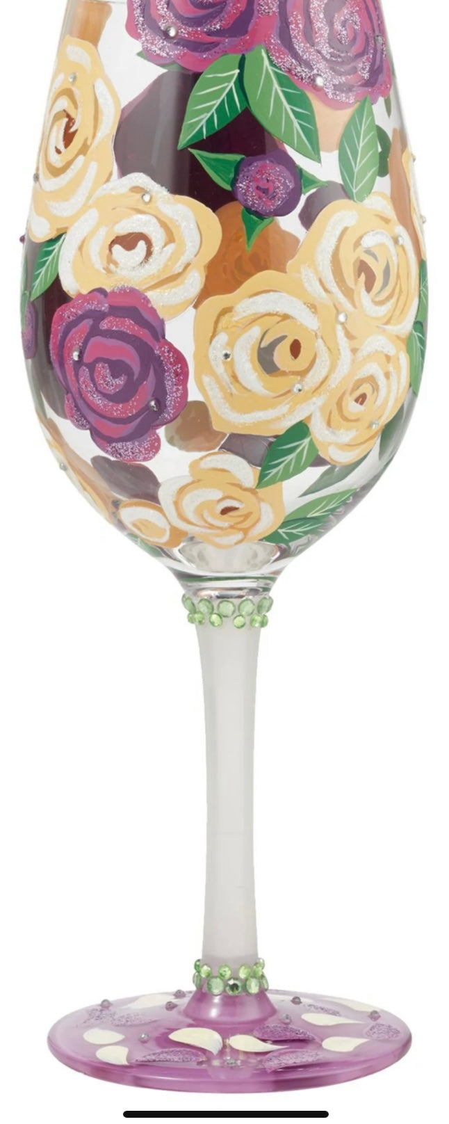 “COMING UP ROSES" Lolita WINE GLASS, 15 OZ.