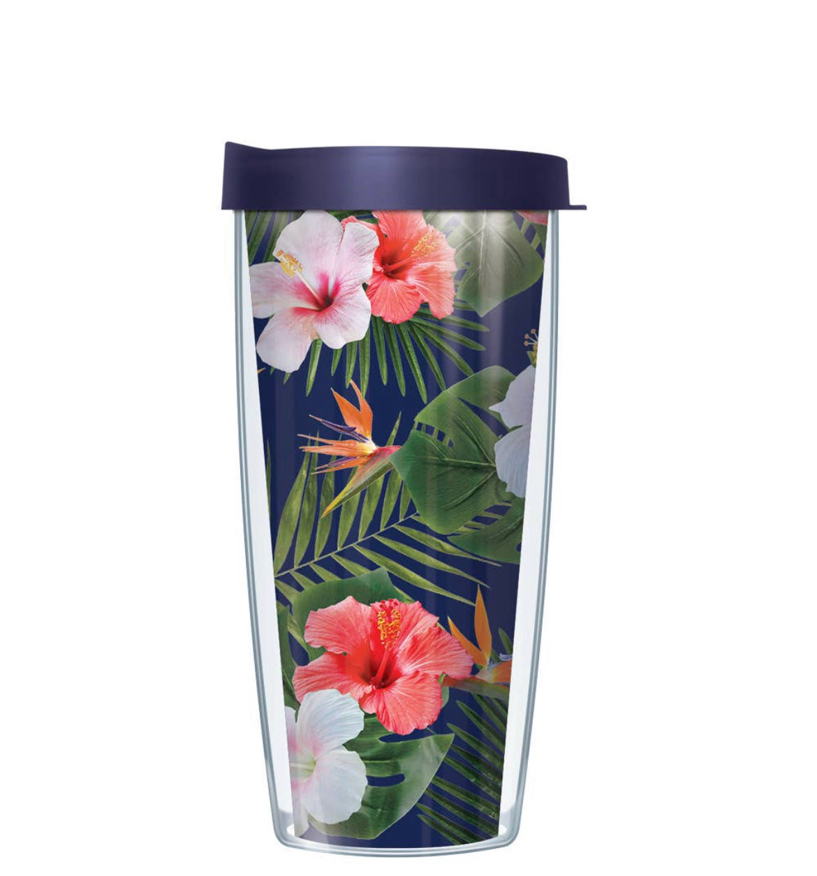 Hibiscus on Navy Tumbler