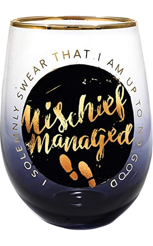 Mischief Managed Wine Glass