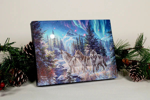 Wolves Lighted Tabletop Canvas