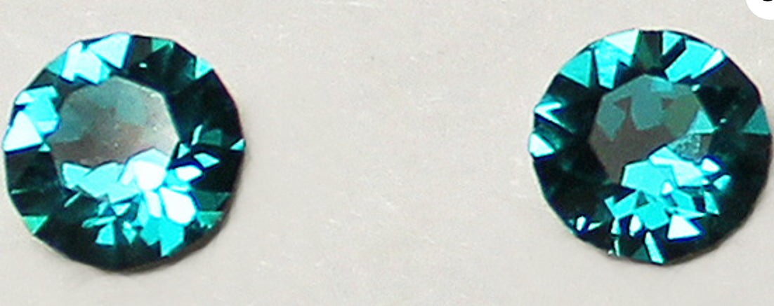 December Blue Zircon Diamond Cut Earrings
