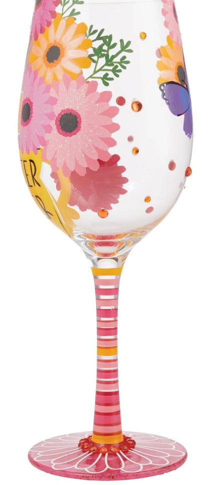 “BEST SISTER EVER" HAND-PAINTED Lolita WINE GLASS, 15 OZ.