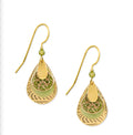Silver Forest Green and Gold Teardrops Earrings
