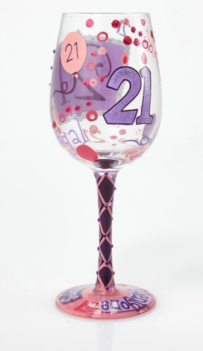 21st Birthday Lolita Wine Glass