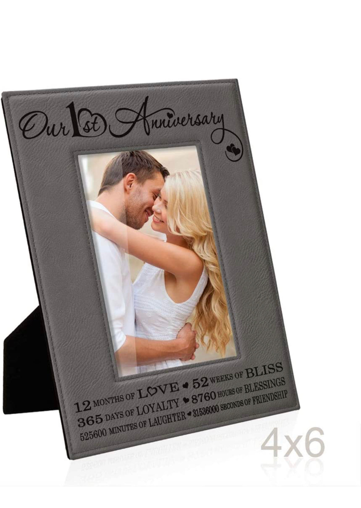 Our First Anniversary Engraved Leather Picture Frame