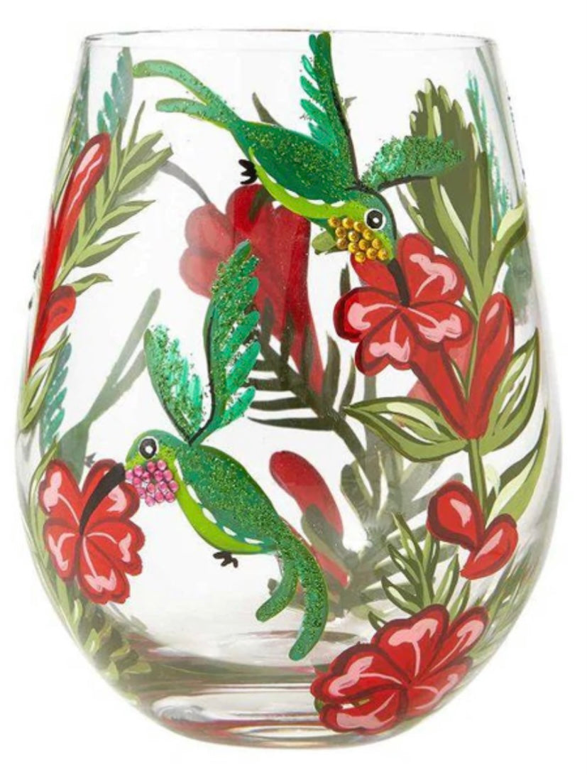 Hummingbird Lolita Stemless Wine Glass