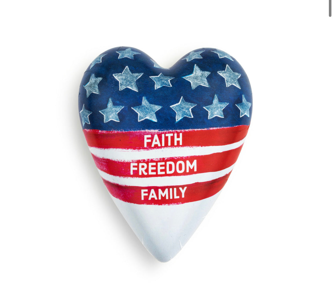 Faith Freedom Family Art Heart Keeper