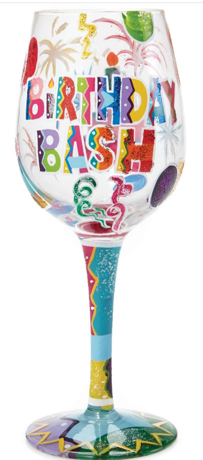 “BIRTHDAY BASH” Lolita WINE GLASS, 15 OZ.