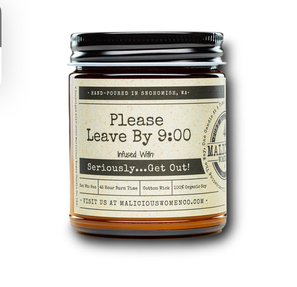 Please Leave By 9:00 Candle