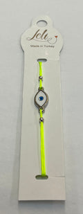 Neon Green Silver Plated Evil Eye Bracelet