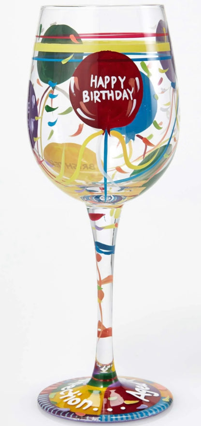 Lolita “AGED TO PERFECTION” BIRTHDAY ARTISAN PAINTED WINE GLASS