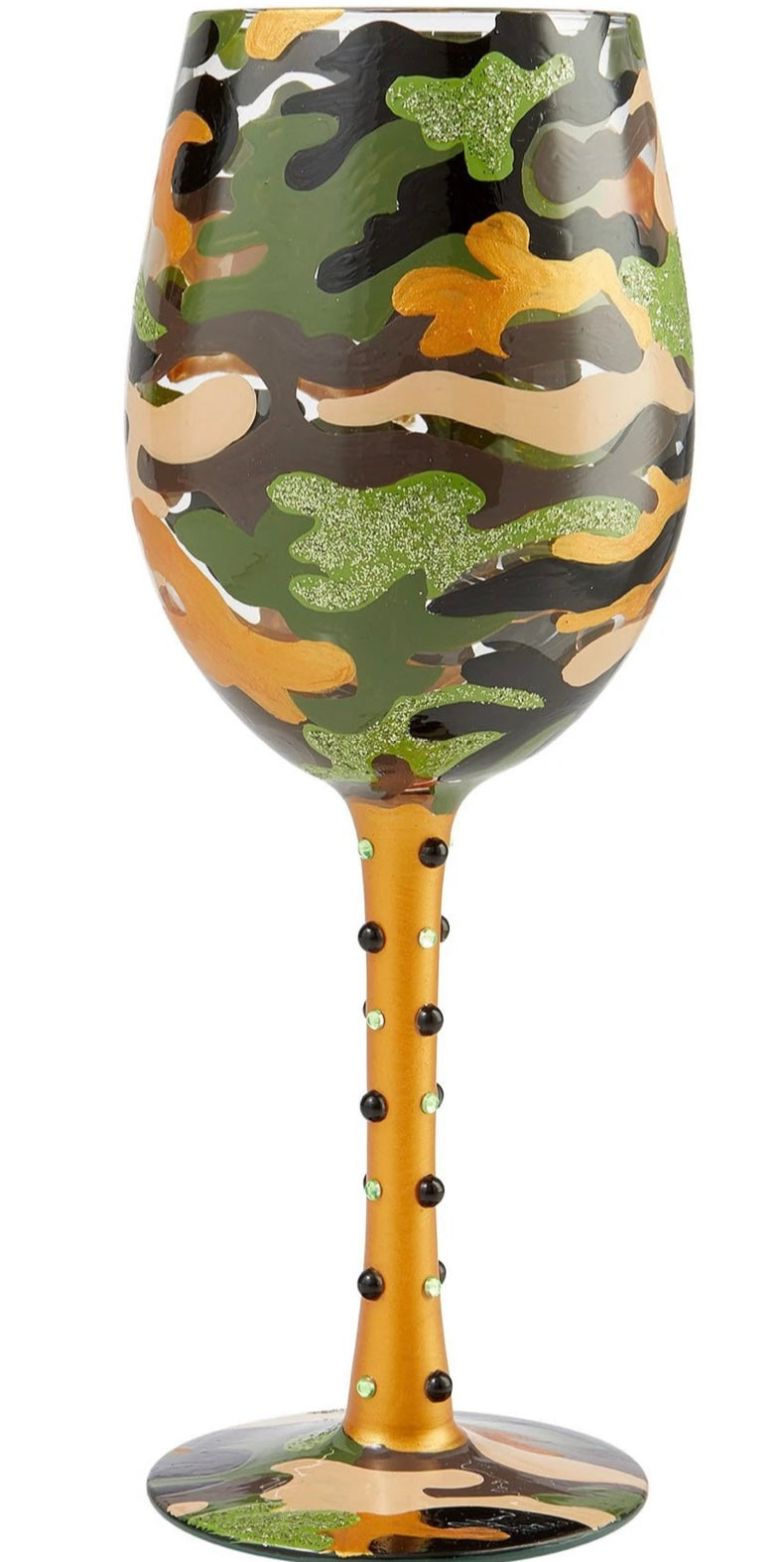 Lolita “CAMO” HAND-PAINTED ARTISAN WINE GLASS, 15 OZ.