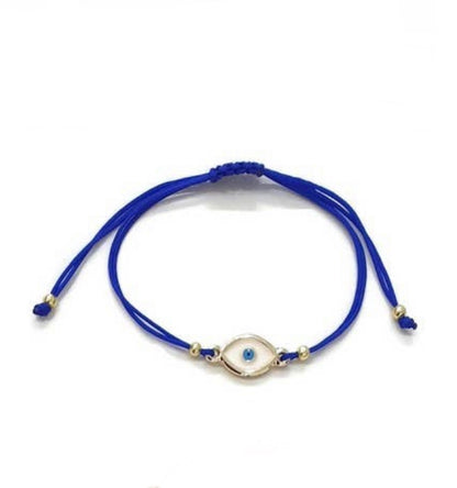 Cobalt Blue Gold Plated Evil Eye String Bracelet