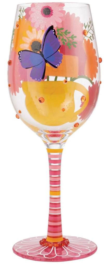 “BEST SISTER EVER" HAND-PAINTED Lolita WINE GLASS, 15 OZ.