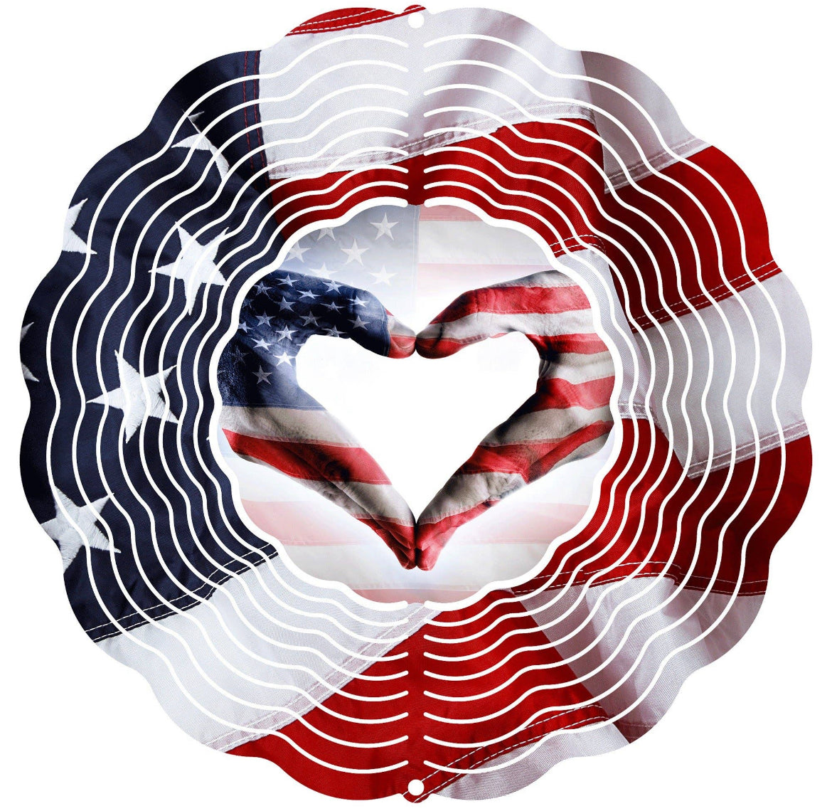 Flag Heart Wind Spinner