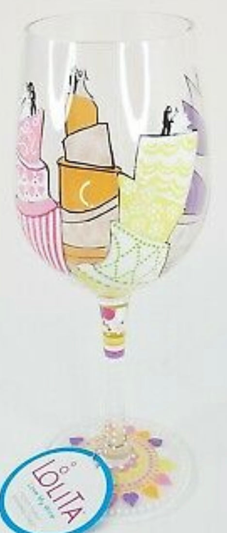 “Topsy Turvy Wedding Cake” Lolita Wine Glass