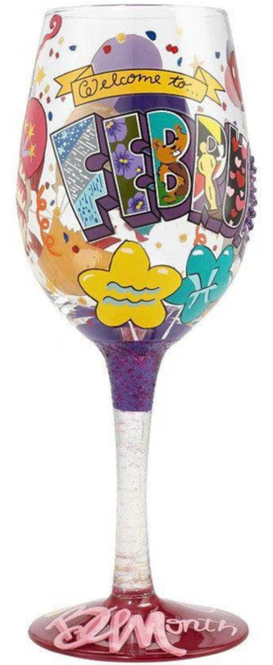 “February Birthday” Lolita Wine Glass