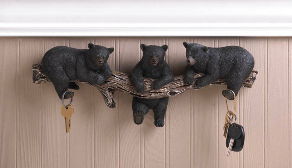 Black Bear Trio Hooks Wall Plaque