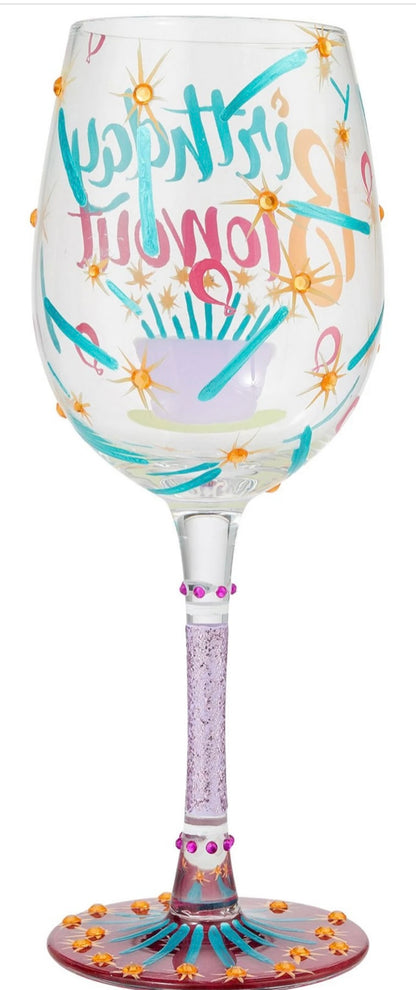 “BIRTHDAY BLOWOUT” Lolita WINE GLASS, 15 OZ.