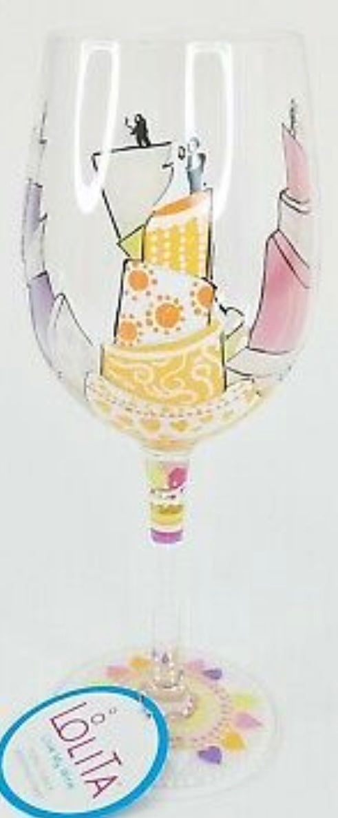 “Topsy Turvy Wedding Cake” Lolita Wine Glass