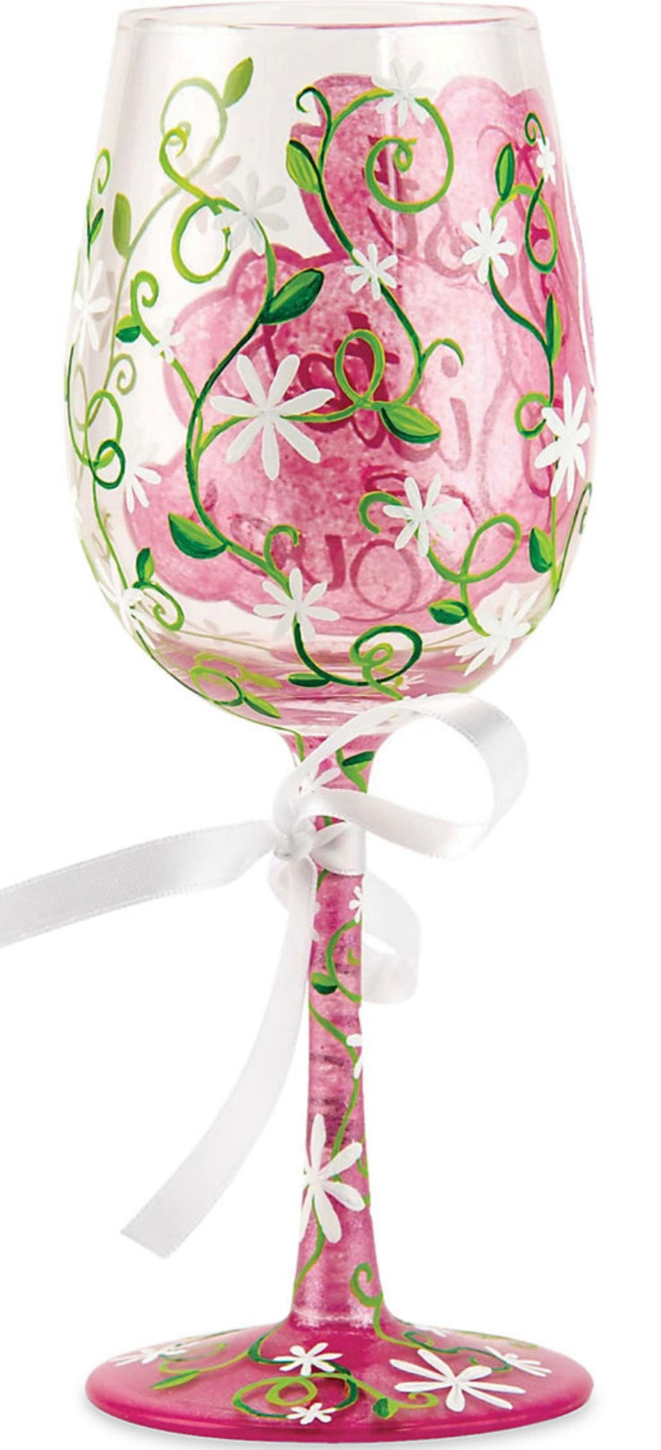 Lolita “Best Sister Ever” Hand Painted Wine Glass (pink)