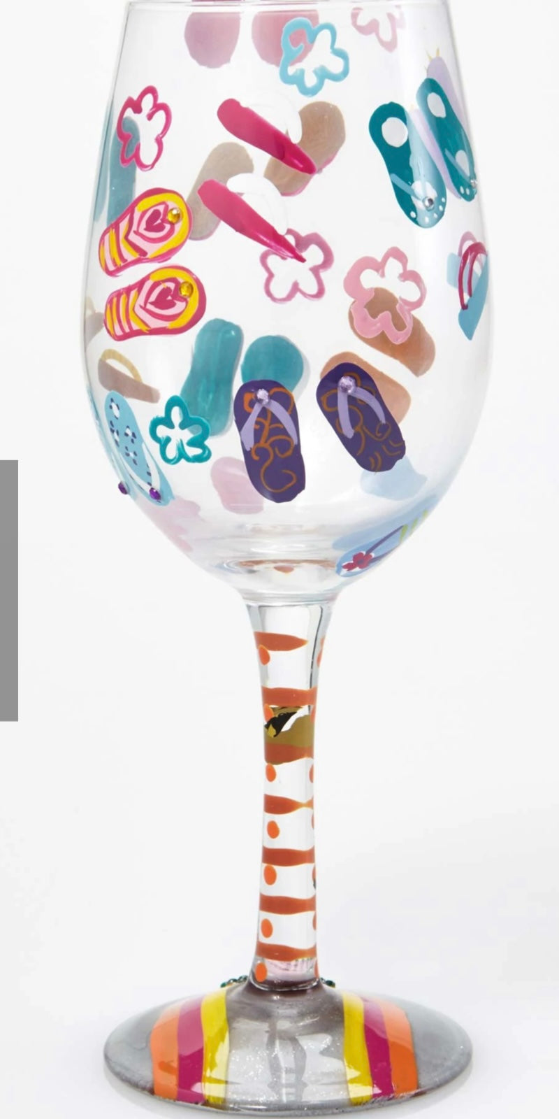 Lolita “FLIP FLOPS TOO”ARTISAN PAINTED WINE GLASS GIFT