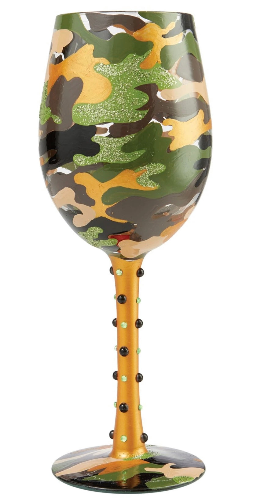 Lolita “CAMO” HAND-PAINTED ARTISAN WINE GLASS, 15 OZ.