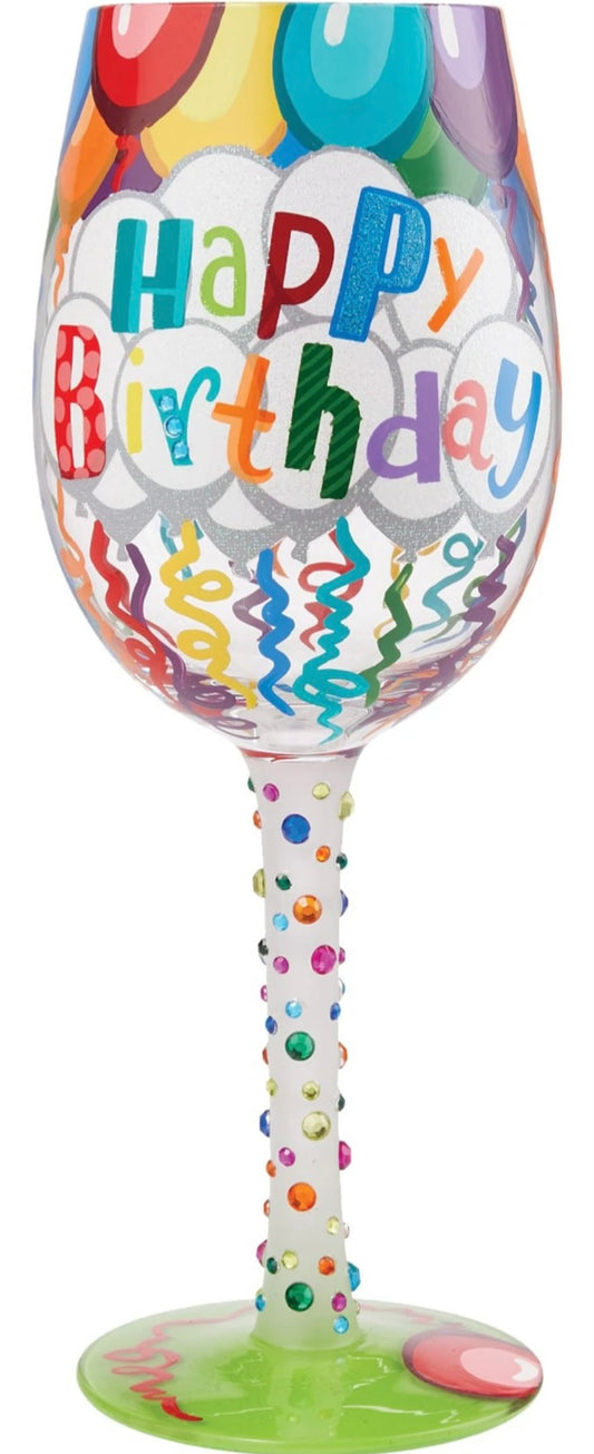Happy Birthday Streamers Lolita Wine Glass