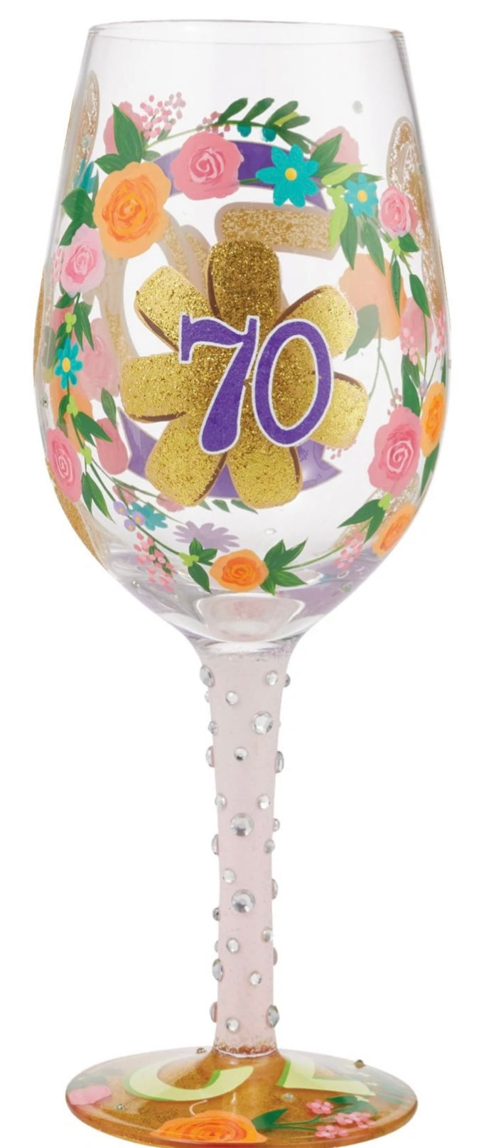 70th Birthday Lolita Wine Glass