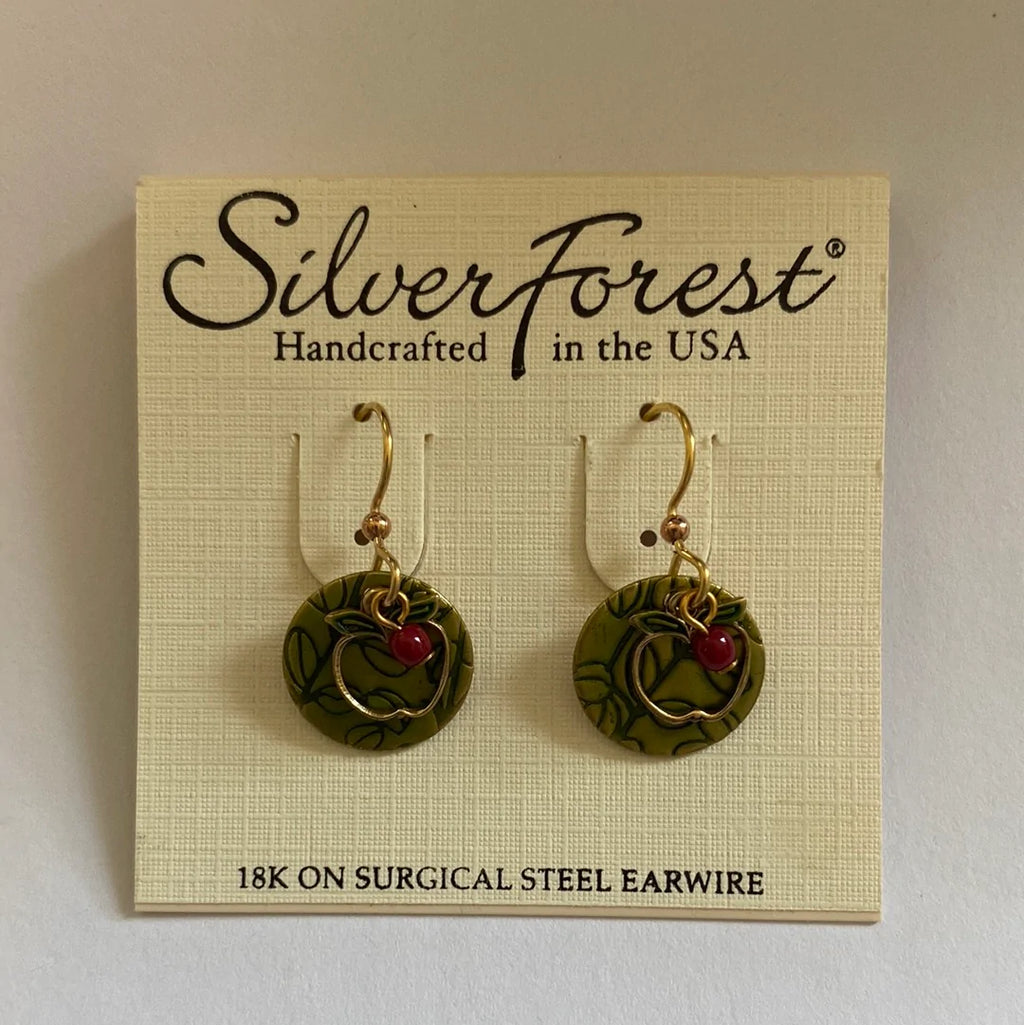 Silver Forest Open Apple Textured Round Earrings