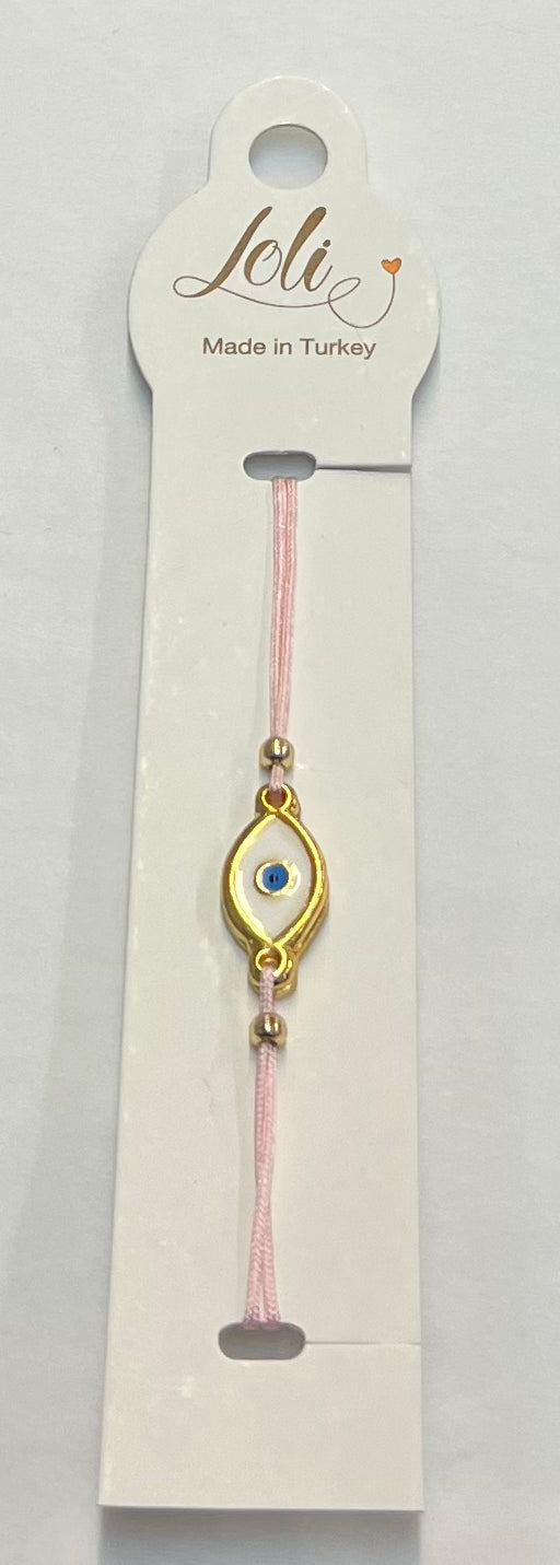 Neon Pink Silver Plated Evil Eye Bracelet