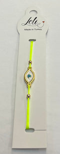 Neon Green Gold Plated Evil Eye Bracelet