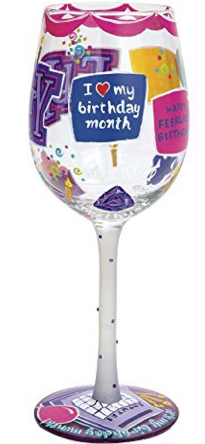 “Happy February” Lolita Wine Glass