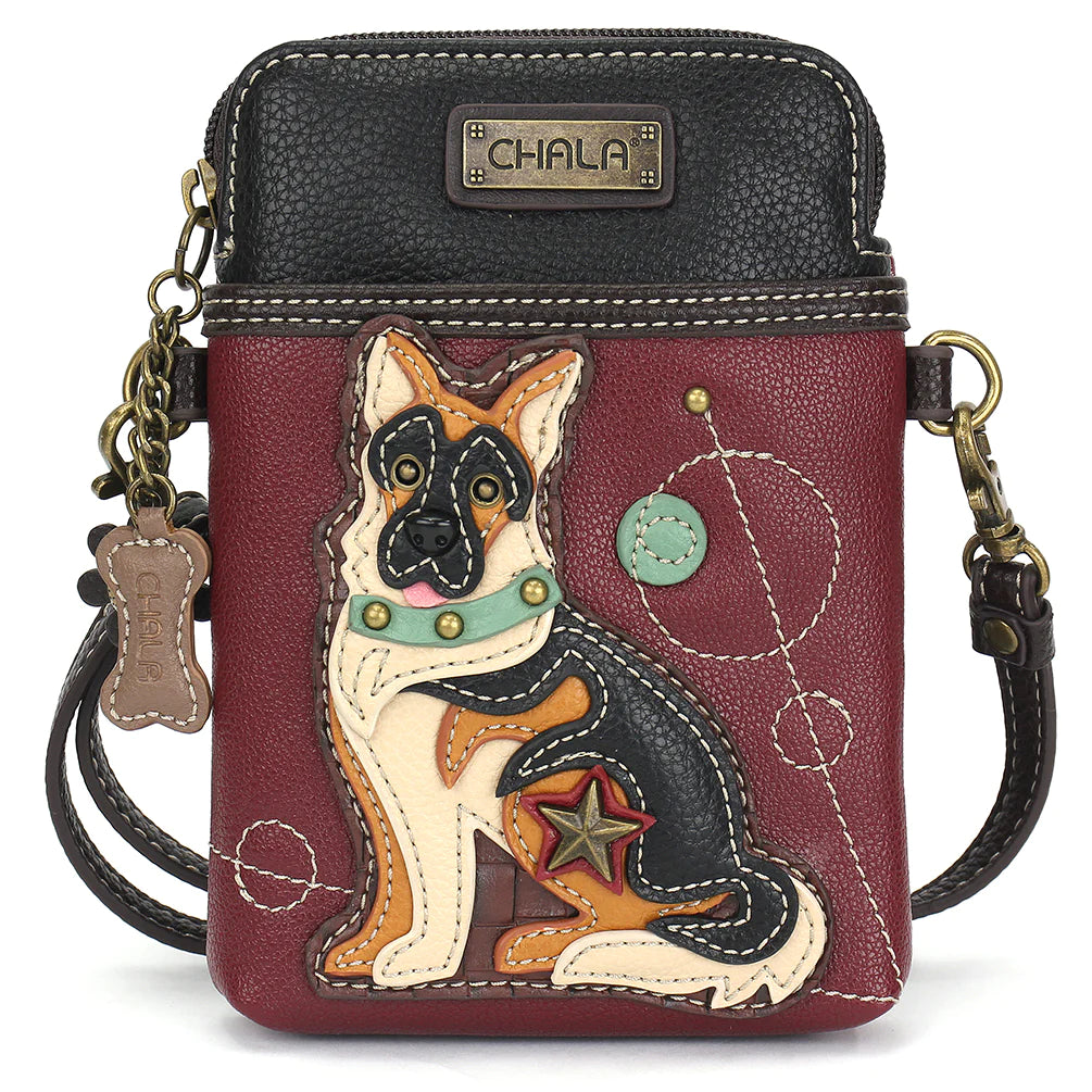 German Shepherd Cellphone Crossbody Maroon