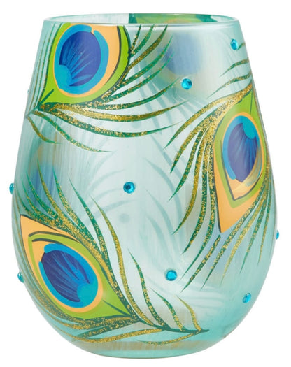 “Peacock” Lolita Stemless Wine Glass