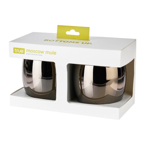 Black Moscow Mule Mug with Gold Handle 2 Pack