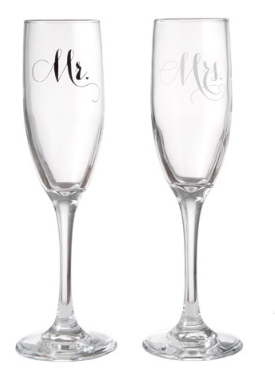 Mr. & Mrs. Toasting Champagne Glasses