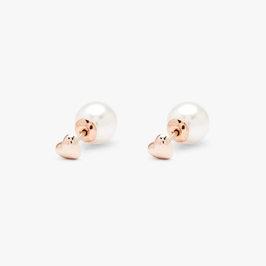 Puravida Pearl & Heart Double Sided Stud Earrings