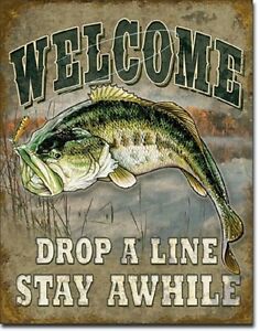 Welcome Drop a Line Tin Sign
