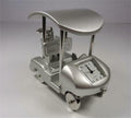 GOLFERS DIE CAST SILVER GOLF CART CADDY SPORT DESK CLOCK PAPER WEIGHT ARTWORK