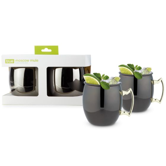 Black Moscow Mule Mug with Gold Handle 2 Pack